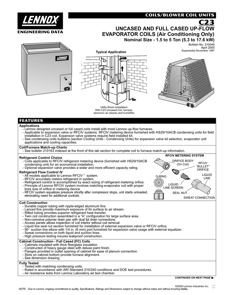 lennox evaporator coil installation manual