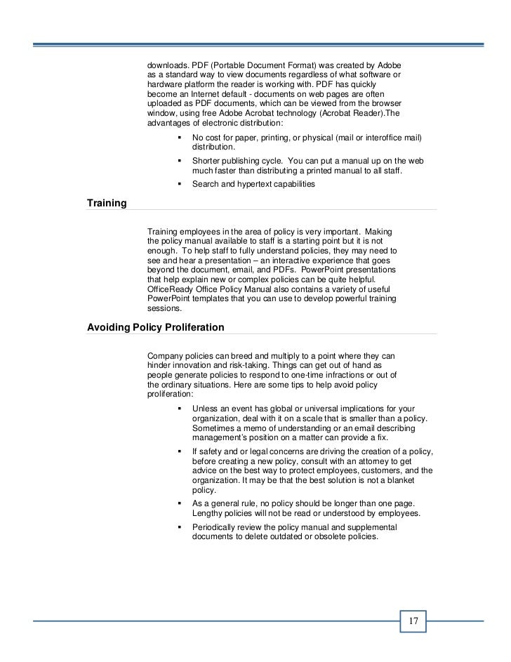 officeready office policy manual template