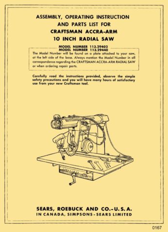 craftsman radial arm saw owners manual