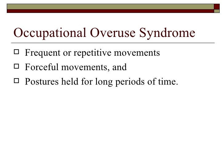 occupational overuse syndrome from hazardous manual handling