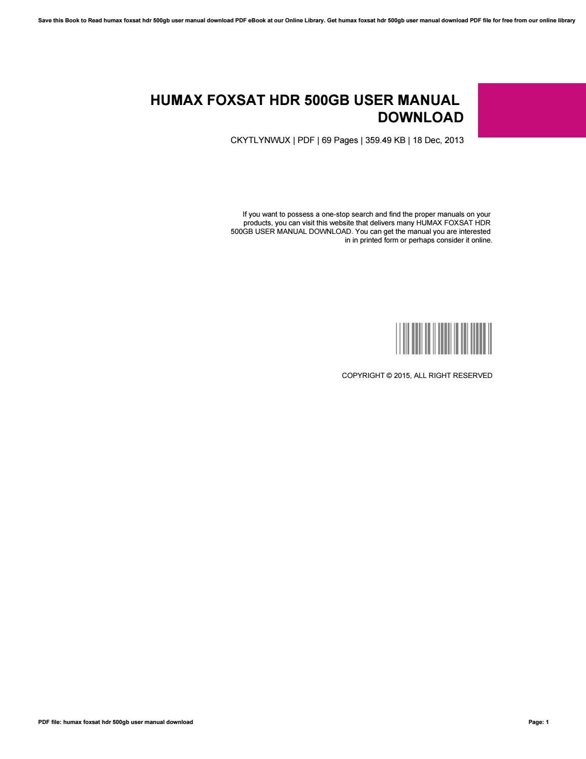humax hdr 3000t operating manual download